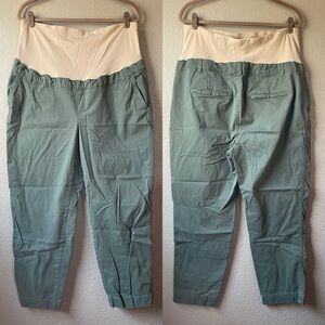 Gap Womens Maternity 16 Everyday Khaki Casual Olive Green Cotton Ankle Pants